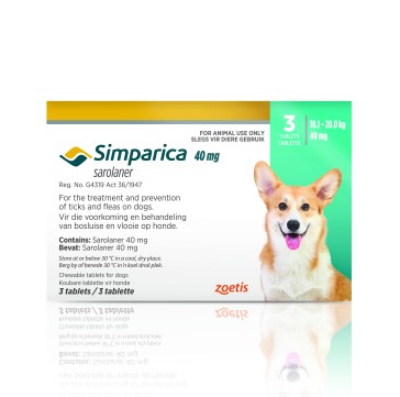 Simparica Sarolaner Chewable Ticks and Flea Tablet - 10.1-20kg
