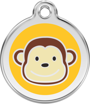 Red Dingo Stainless Steel Enamel ID Tag - Monkey Yellow