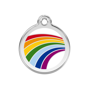 Red Dingo Personalised Stainless Steel Enamel Pet ID Tag - Rainbow